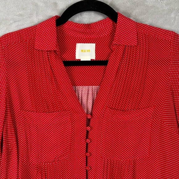 Maeve Anthropologie Shirt Womens Extra Small Red White Polka Dot Matilda Tie - Picture 3 of 13
